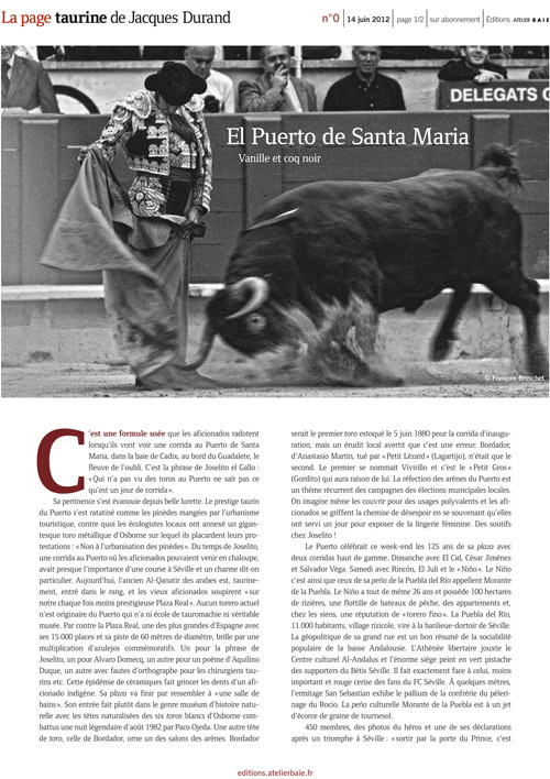 Numéro 0 La page taurine de Jacques Durand